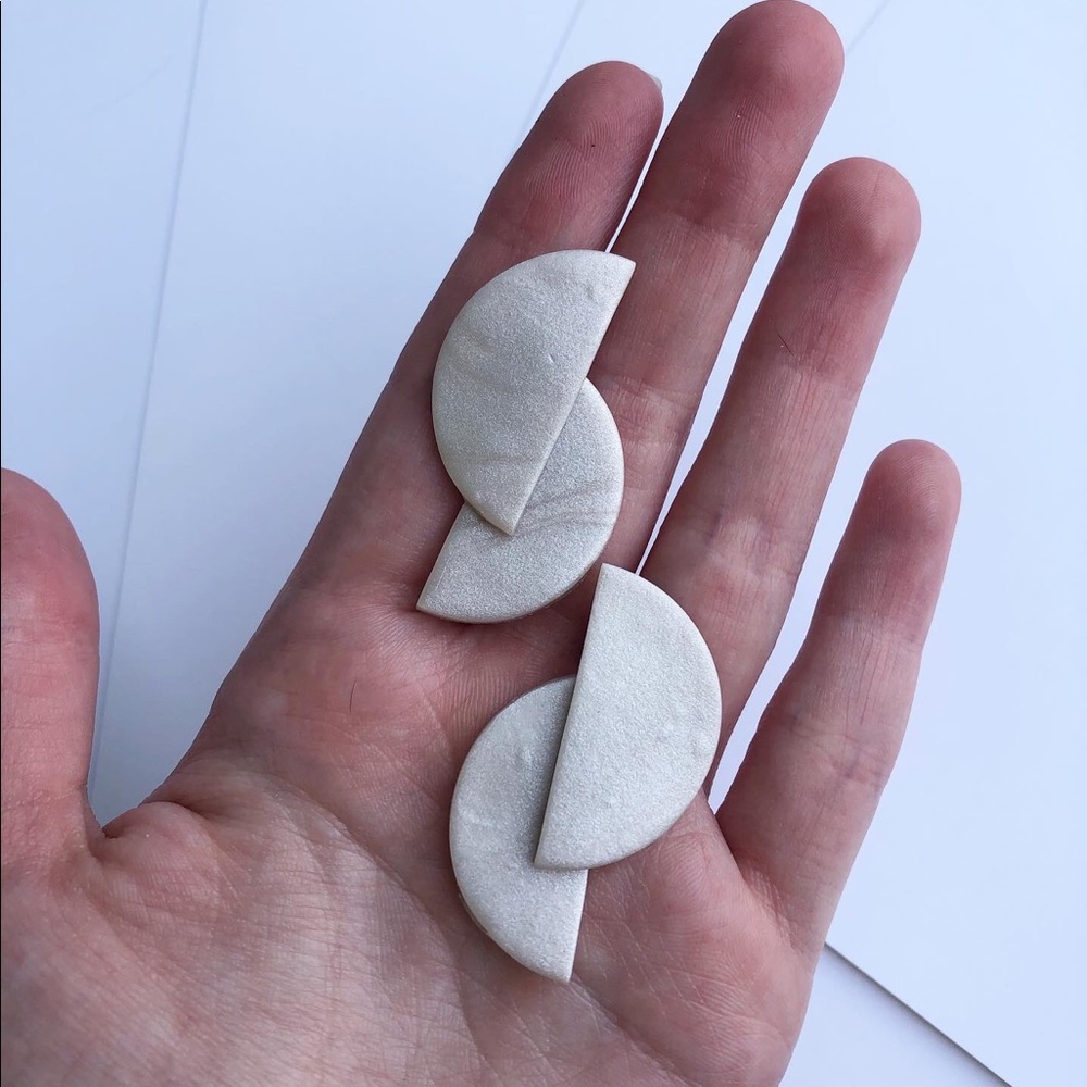 Pearl Geometric Handmade Polymer Clay Earrings